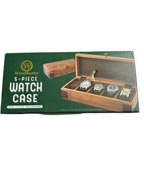 Woodbury 5-Piece Watch Case Solid Pinewood Construction with Antique Finish NIB